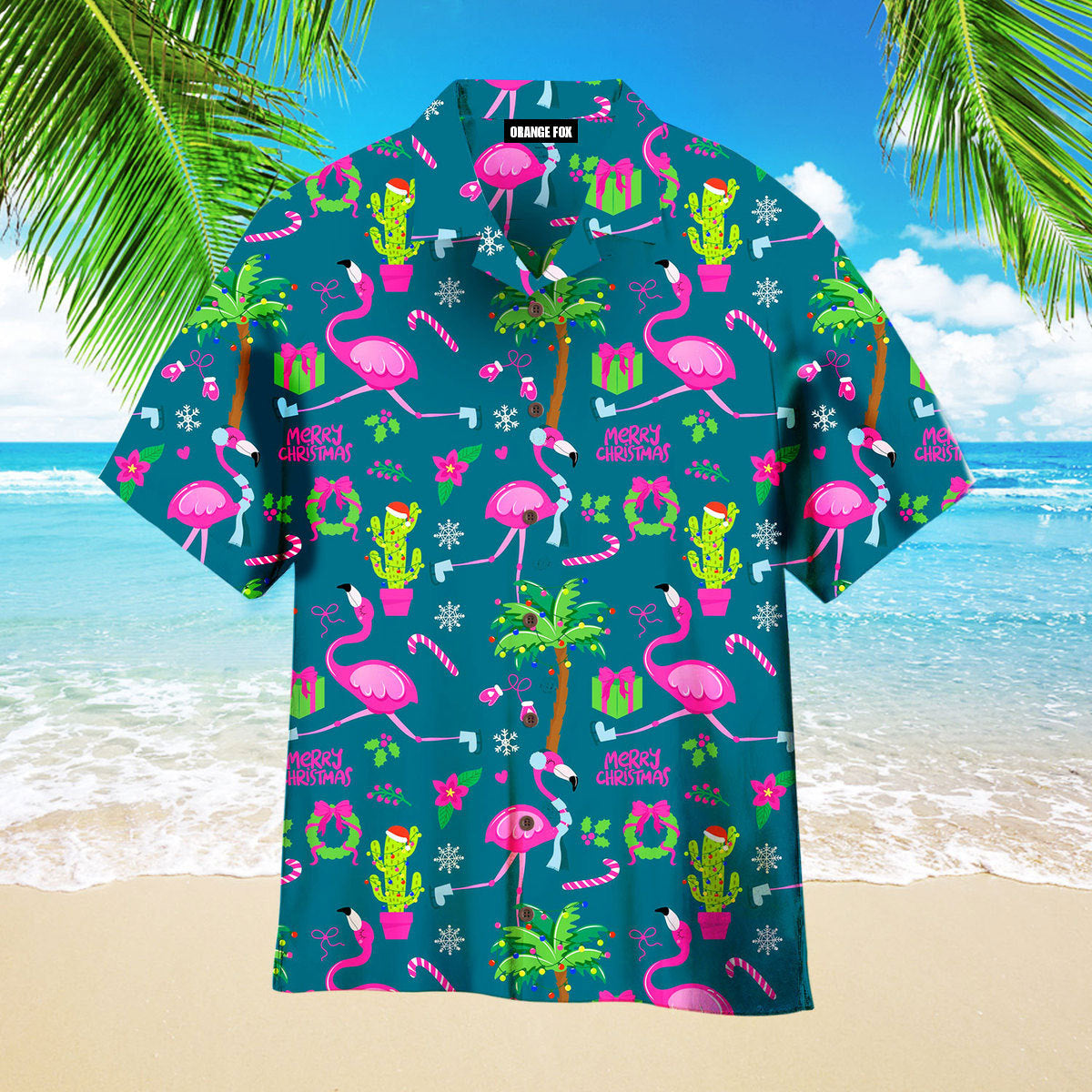 Pink Flamingo Pattern Marry Christmas In July Outfit Pattern Aloha Hawaiian Shirts For Men & Women