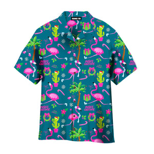 Pink Flamingo Pattern Marry Christmas In July Outfit Pattern Aloha Hawaiian Shirts For Men & Women