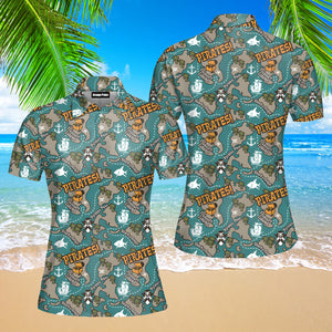 Pirates Treasure Island Seamless Polo Shirt For Women