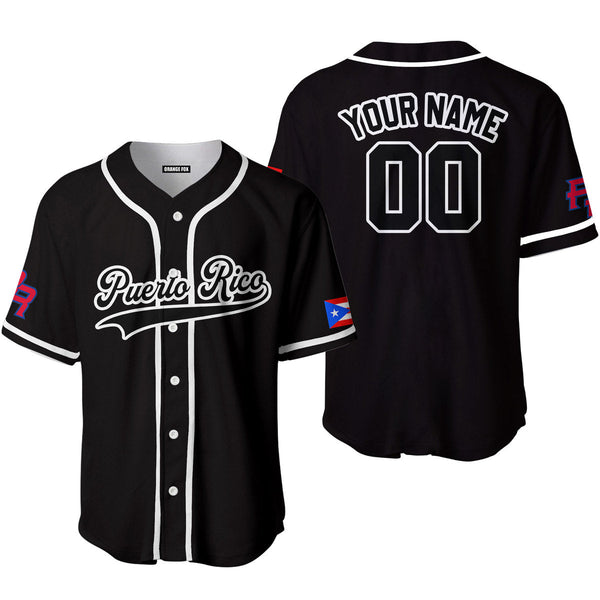 Puerto Rico Black White Custom Name Baseball Jerseys For Men & Women