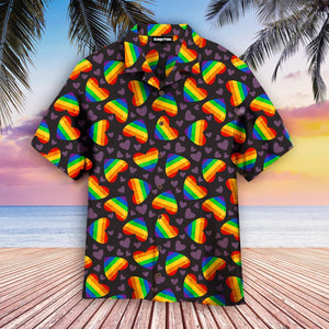 Rainbow Heart LGBT Aloha Hawaiian Shirt For Men & Women