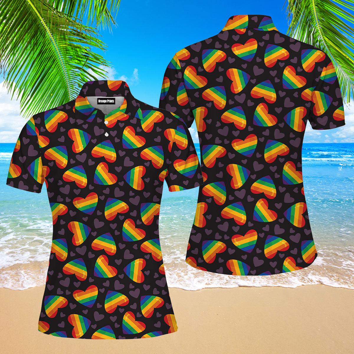 Rainbow Heart LGBT Polo Shirt For Women