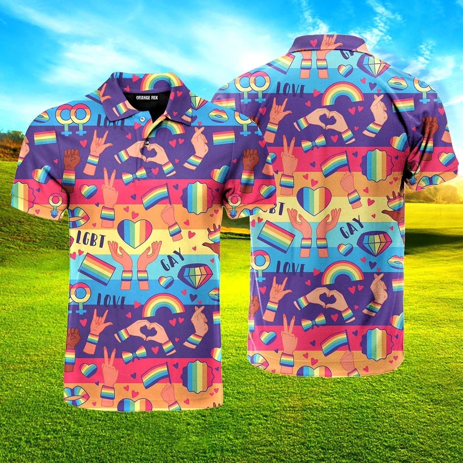 Rainbow LGBT Rights Symbols Polo Shirt For Men