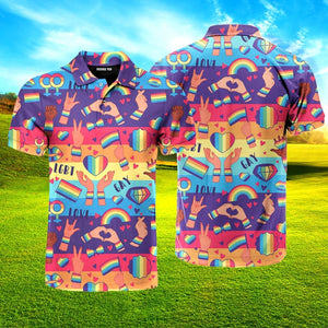 Rainbow LGBT Rights Symbols Polo Shirt For Men
