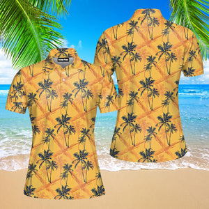 Retro Tropical Palm Tree Polo Shirt For Women