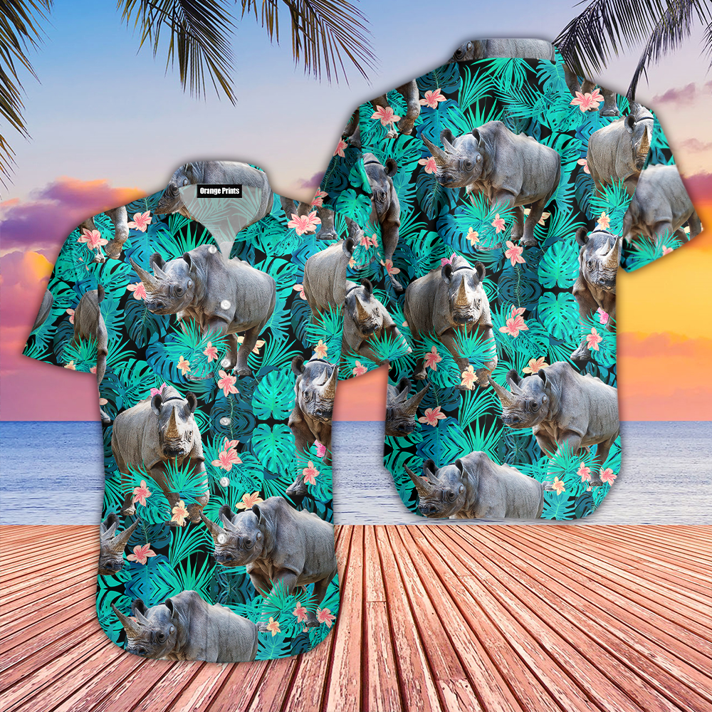 Rhinoceros Hawaiian Shirt For Men & Women