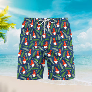 Merry Christmas And With Gnomes Beach Shorts For Men