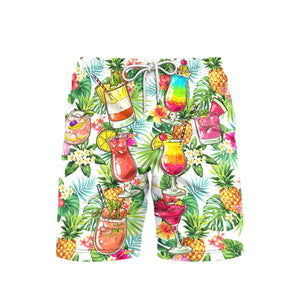 Cocktail And Fruit Hello Summer Beach Shorts For Men