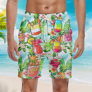 Cocktail And Fruit Hello Summer Beach Shorts For Men