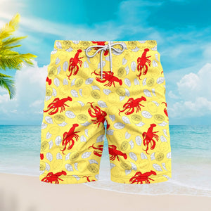 Yellow Crawfish Lemon Beach Shorts For Men