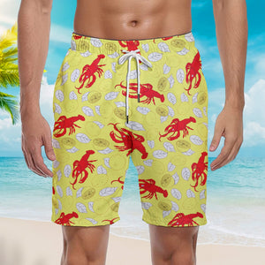 Yellow Crawfish Lemon Beach Shorts For Men