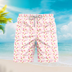 Pink Pickleball Paddles Beach Shorts For Men