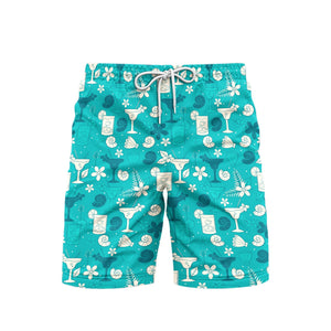 Tropical Blue Cocktails Margarita Beach Shorts For Men