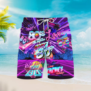 Back To The 80s Music Party Beach Shorts For Men
