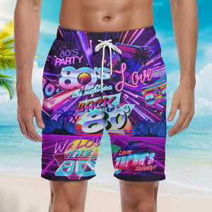 Back To The 80s Music Party Beach Shorts For Men