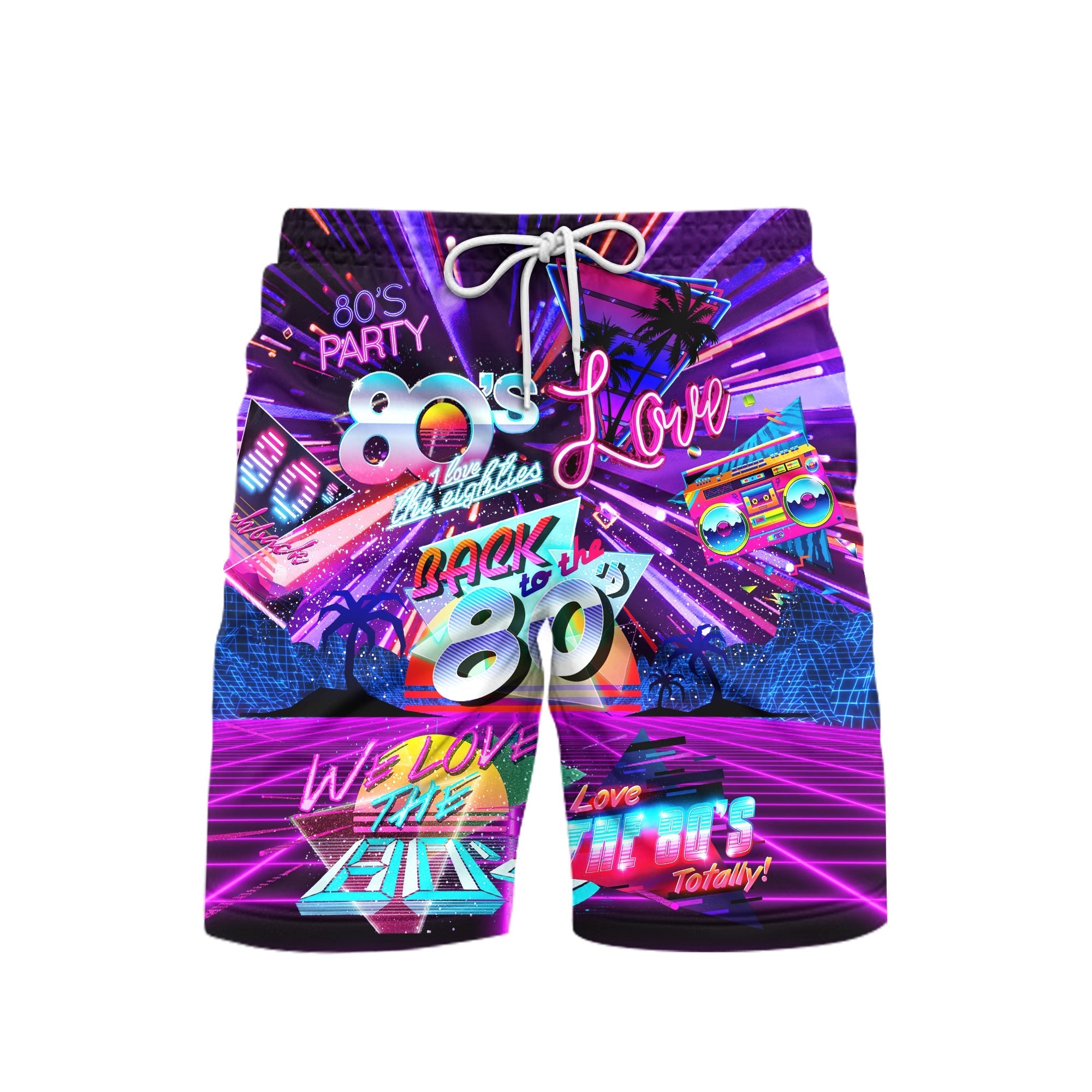 Back To The 80s Music Party Beach Shorts For Men