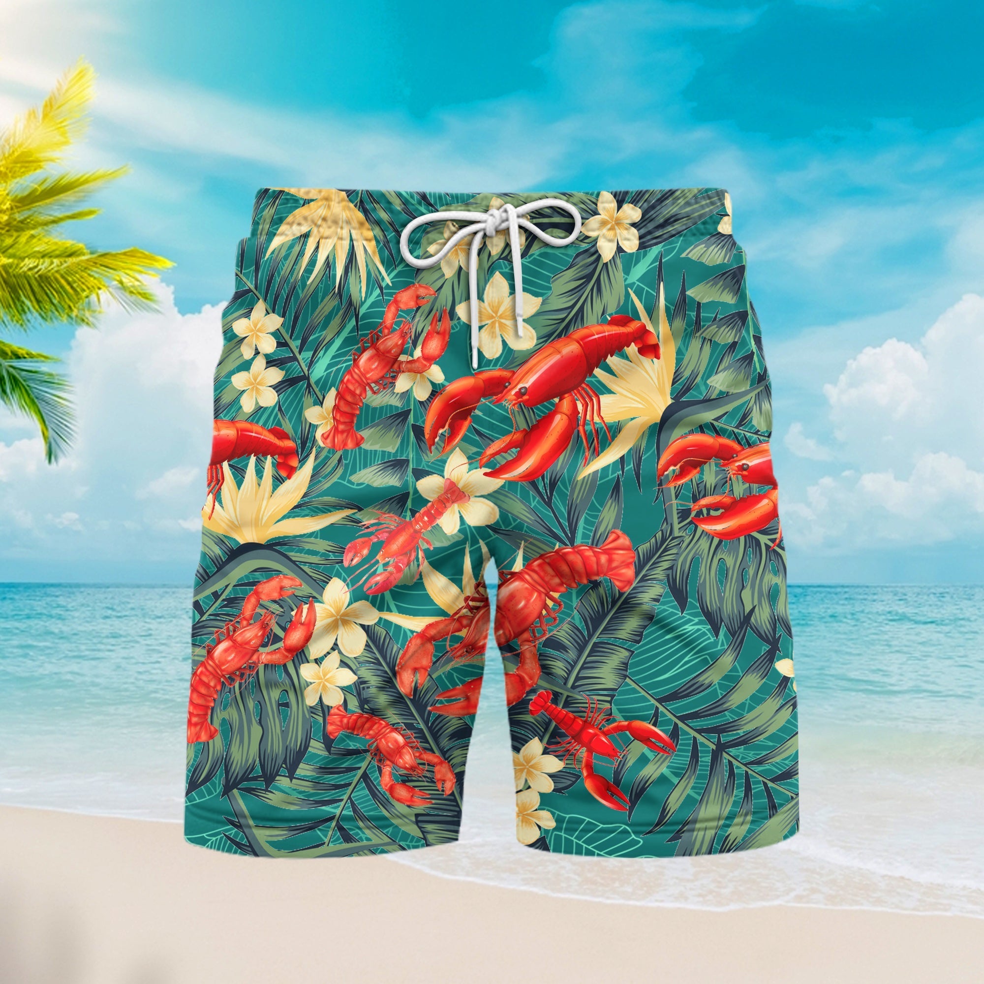 Lobster It’s A Known Fact That Lobsters Fall In Love Tropical Beach Shorts For Men