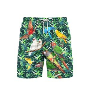 Vintage Parrots Tropical Beach Shorts For Men
