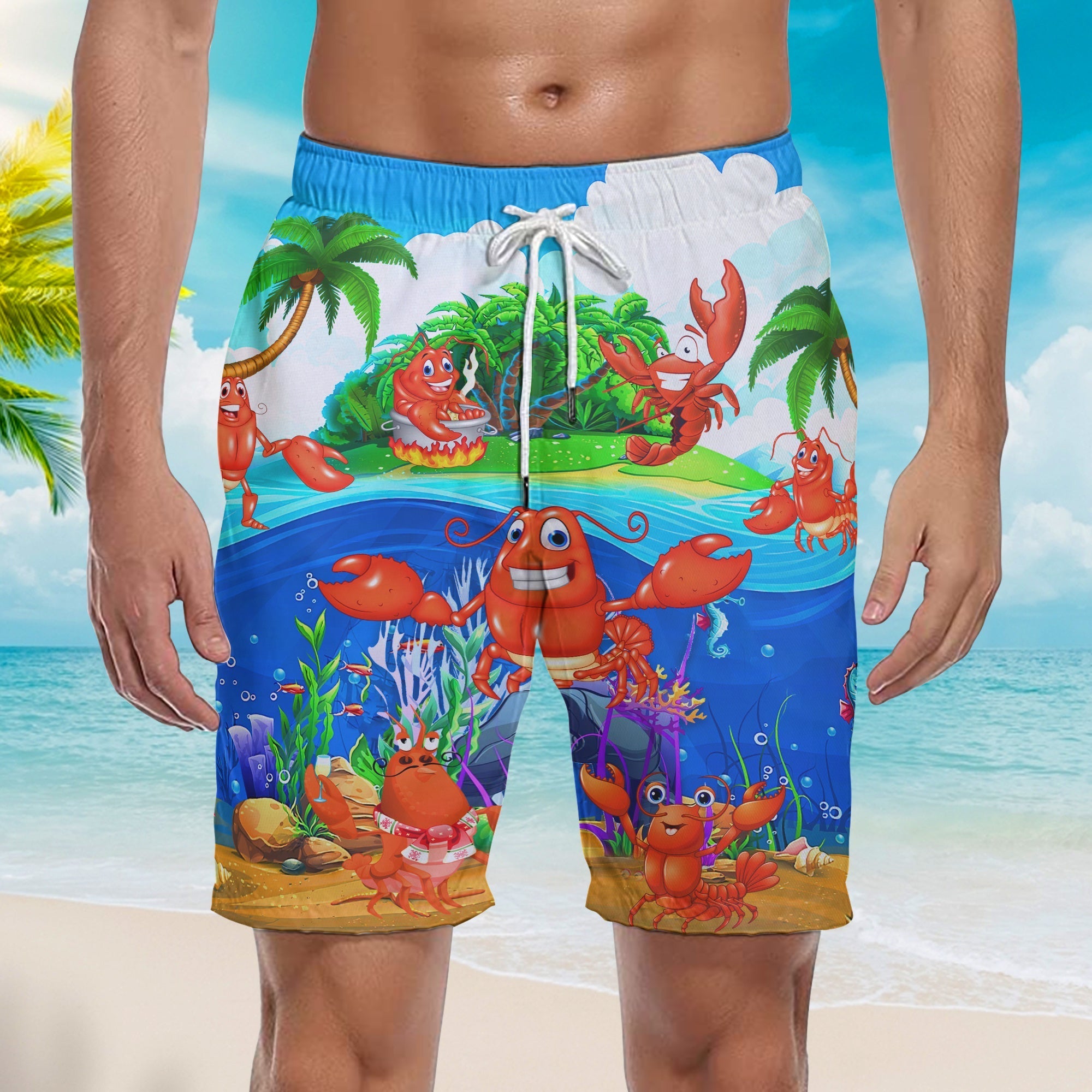 Funny Lobster Beach Shorts For Men