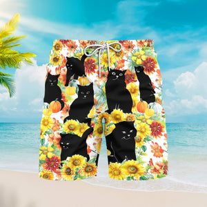 Black Cat Love Autumn Beach Shorts For Men