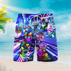 Cool Cats Play DJ Music Beach Shorts For Men