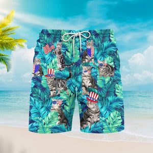 Of July Independence Day Cat Lover Beach Shorts For Men