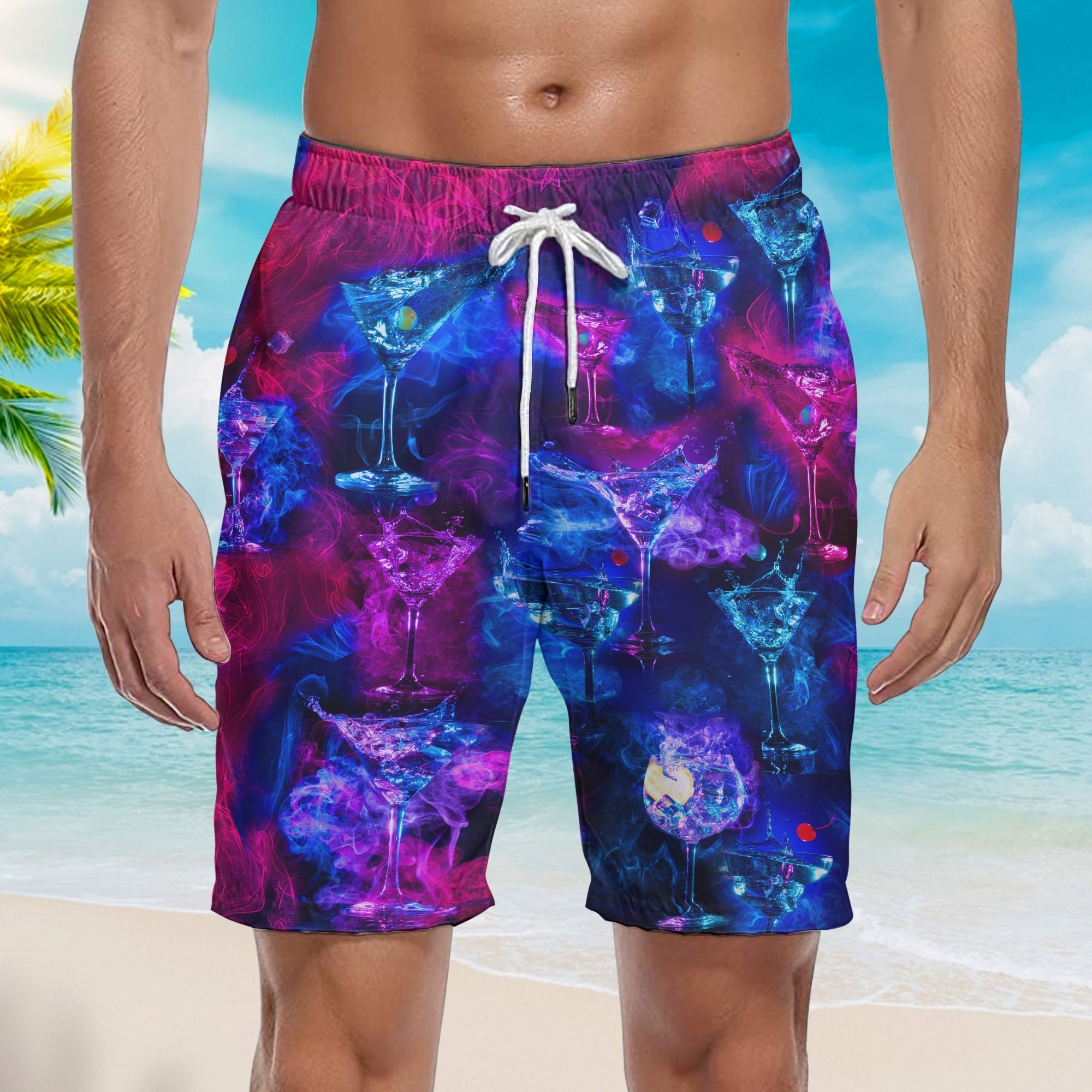 Glowing Cocktail Beach Shorts For Men