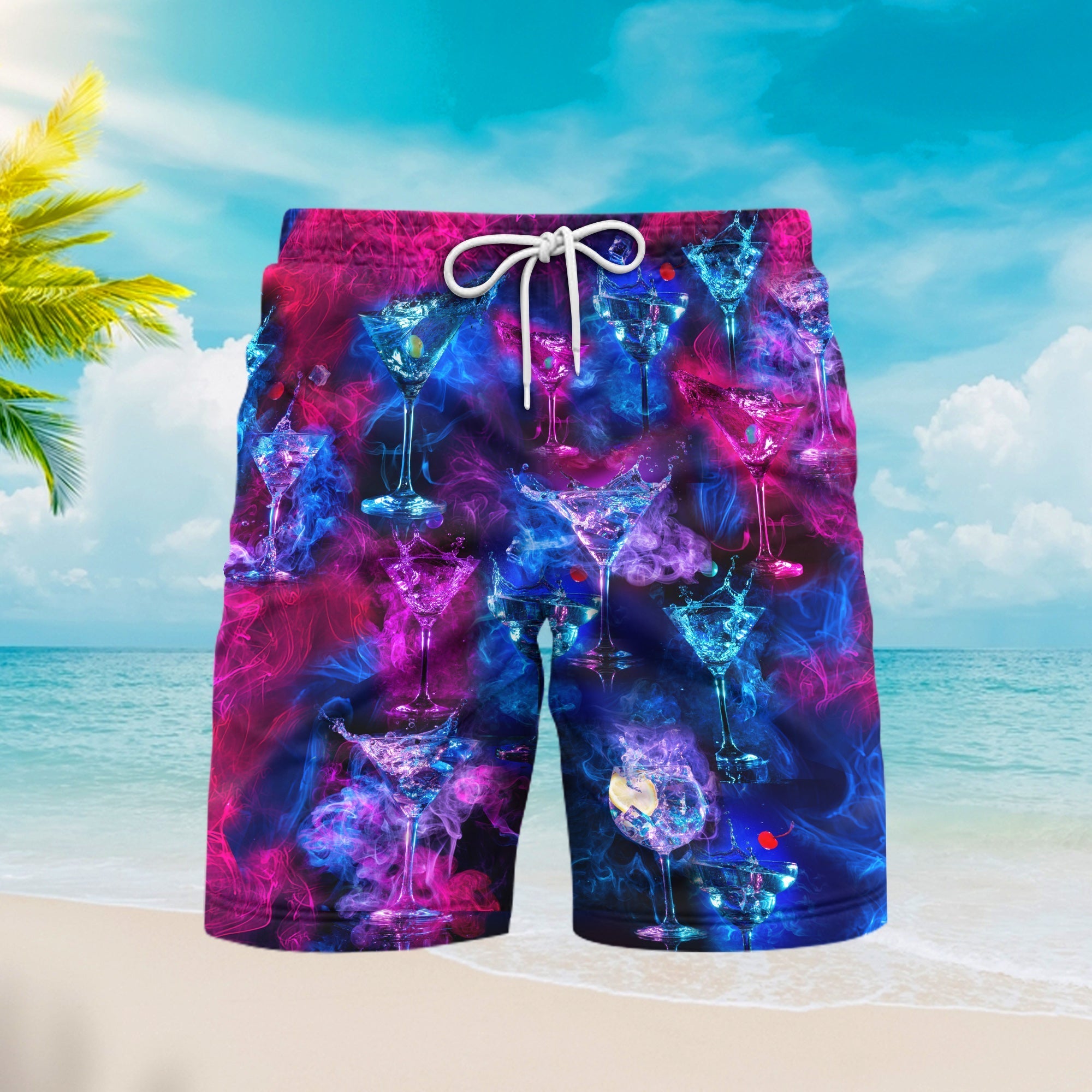 Glowing Cocktail Beach Shorts For Men