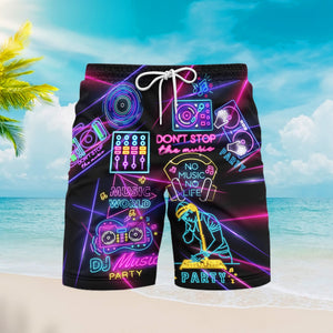 Life Is Better With DJ Neon Music Party Beach Shorts For Men
