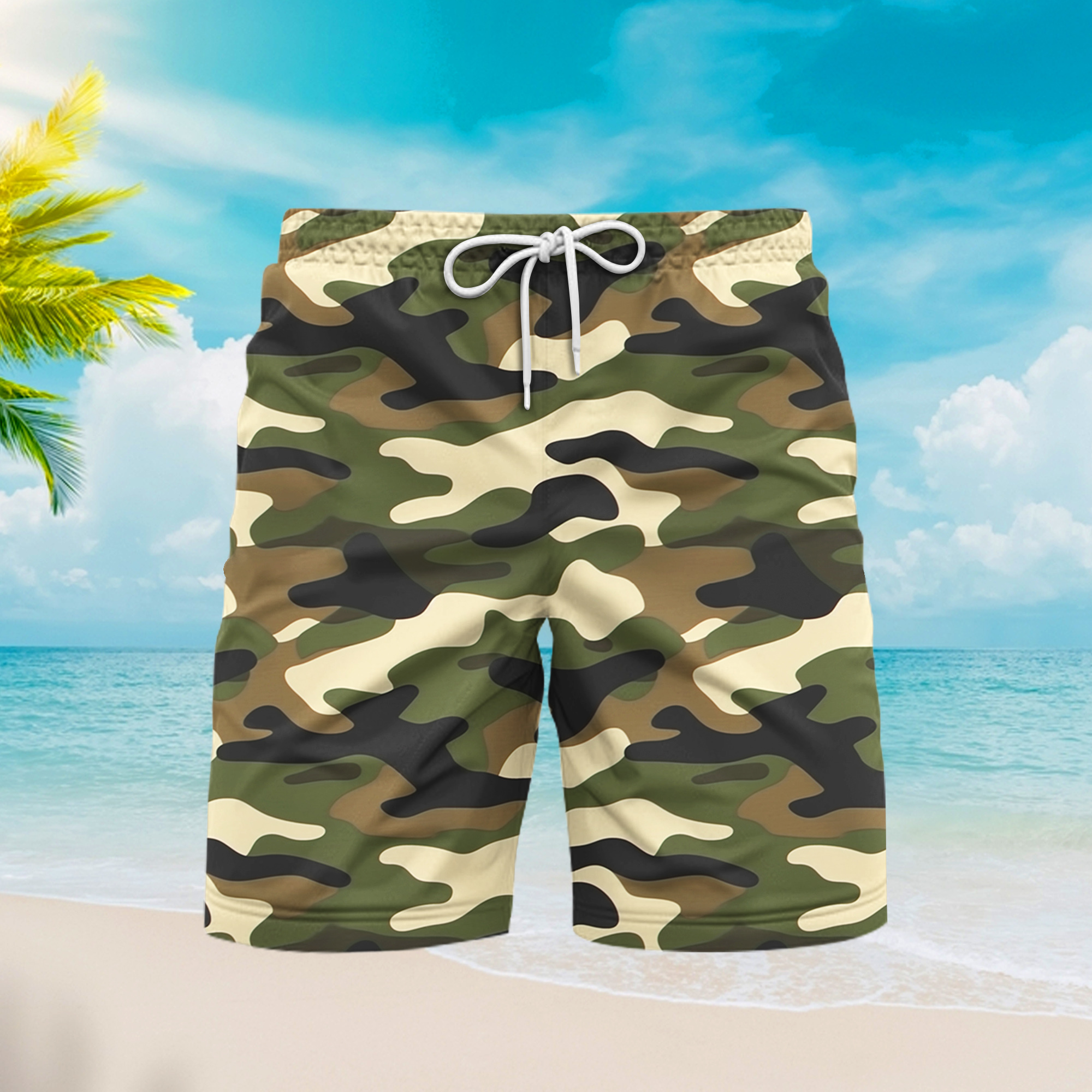 Hunting Camo Pattern Beach Shorts For Men