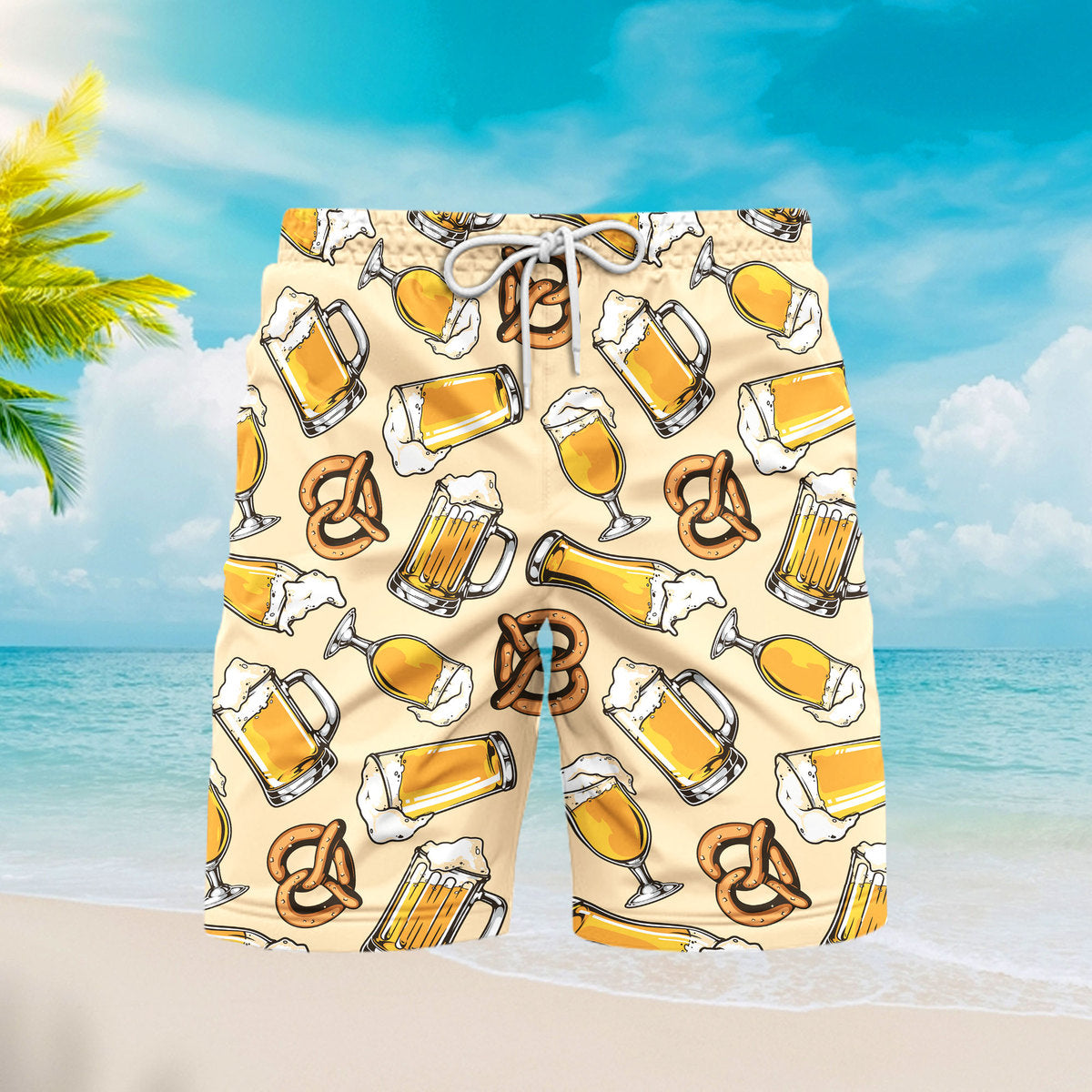 Beer And Pretzel Oktoberfest Beach Shorts For Men