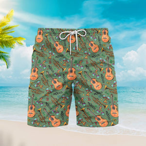 Mexican Musical Instruments Beach Shorts For Men