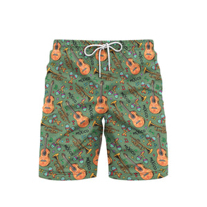 Mexican Musical Instruments Beach Shorts For Men
