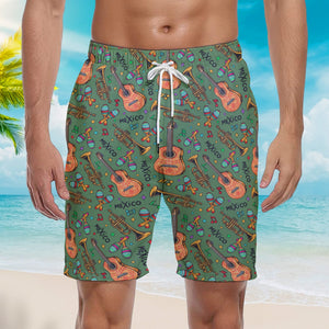 Mexican Musical Instruments Beach Shorts For Men