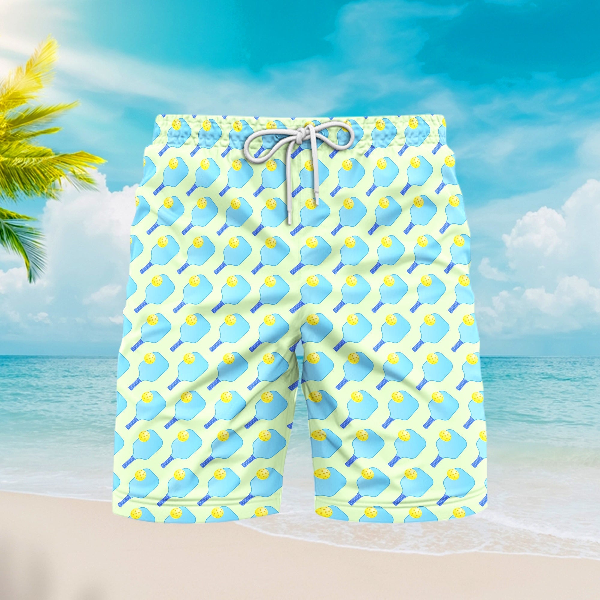 Pickleball Blue Nature Beach Shorts For Men