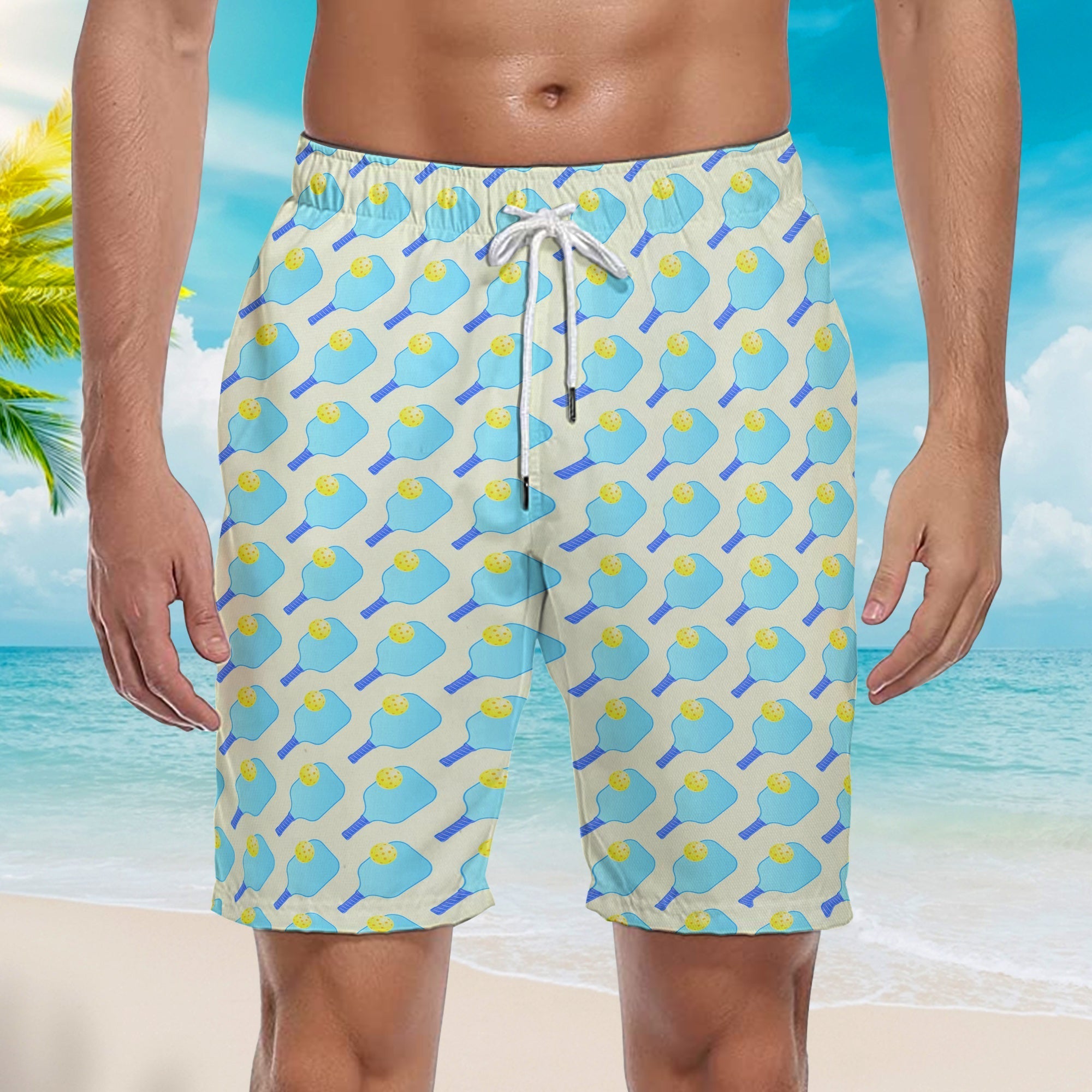 Pickleball Blue Nature Beach Shorts For Men