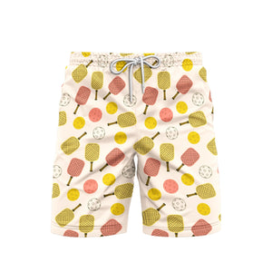Pickleball Pattern Short Sleeve Button Up Beach Shorts For Men