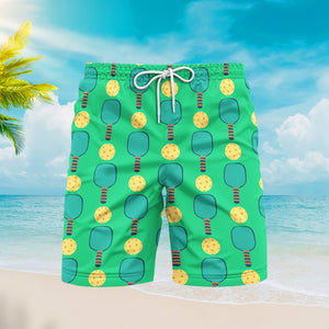 Pickleball Paddles Green Beach Shorts For Men