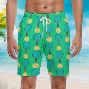 Pickleball Paddles Green Beach Shorts For Men