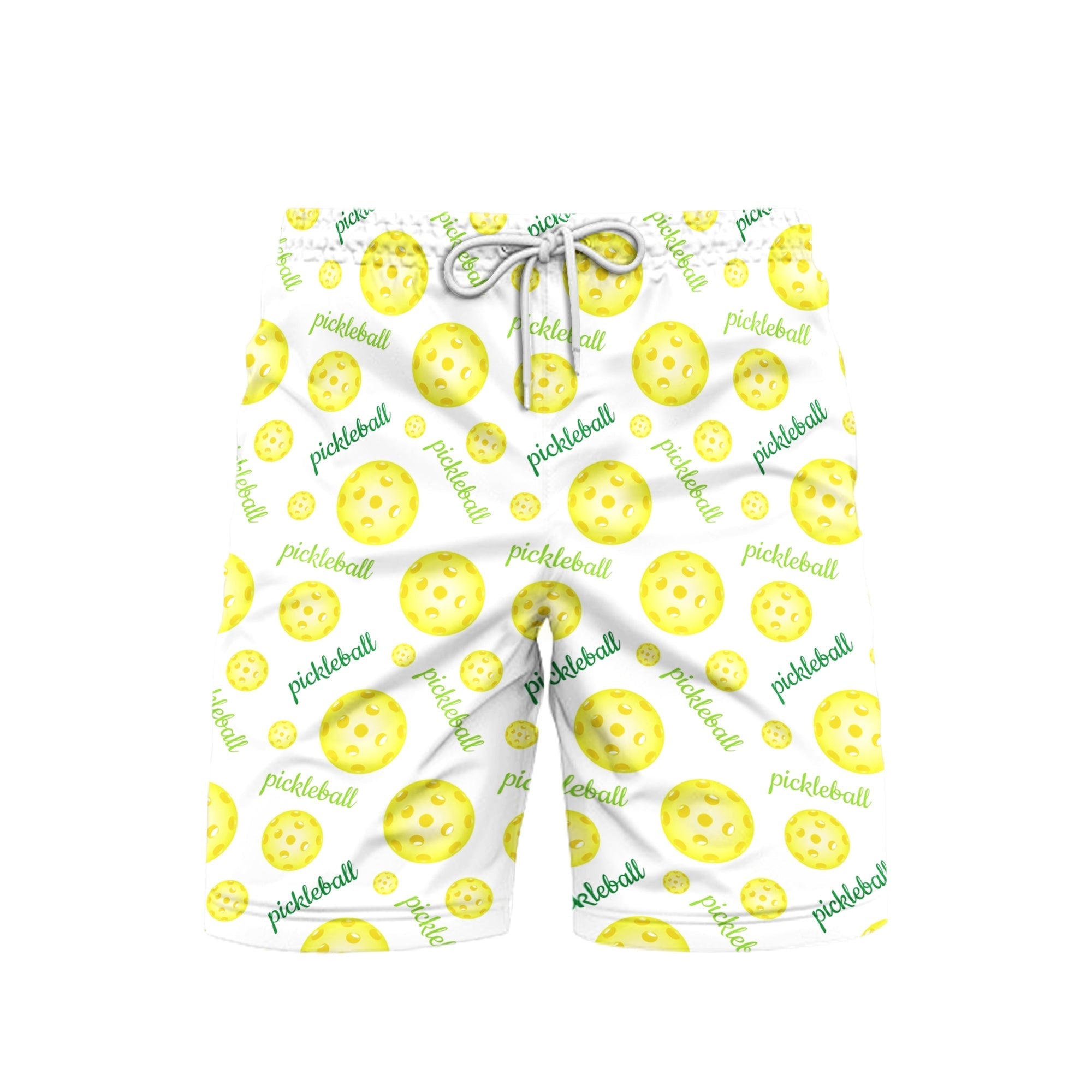 Bright Yellow Pickleball Balls Beach Shorts For Men