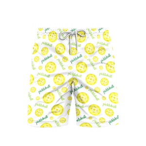 Bright Yellow Pickleball Balls Beach Shorts For Men