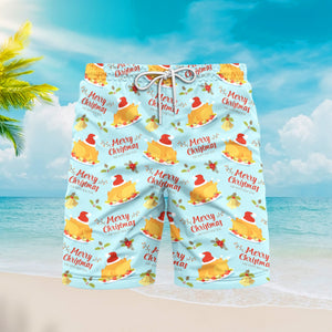 Merry Christmas Turkey Santa Beach Shorts For Men