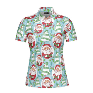 Santa Claus With Snowflake Polo Shirt For Women
