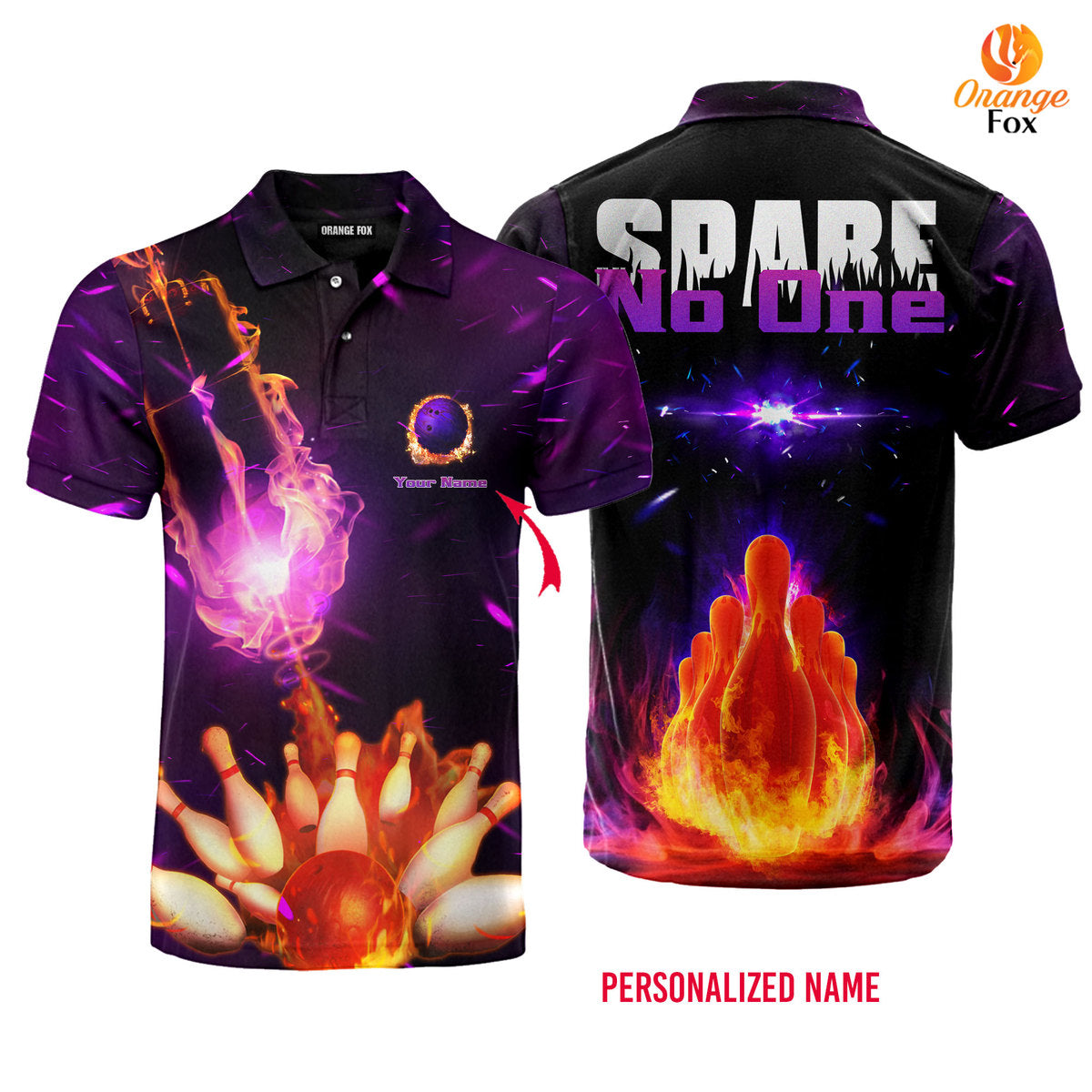 Spare No One Bowling Custom Name Polo Shirt For Men & Women