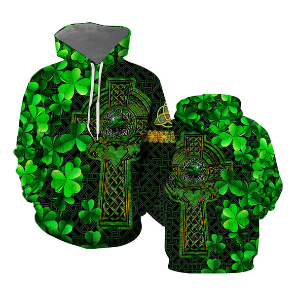 St.Patrick's Day Celtic Cross Hoodie For Men & Women