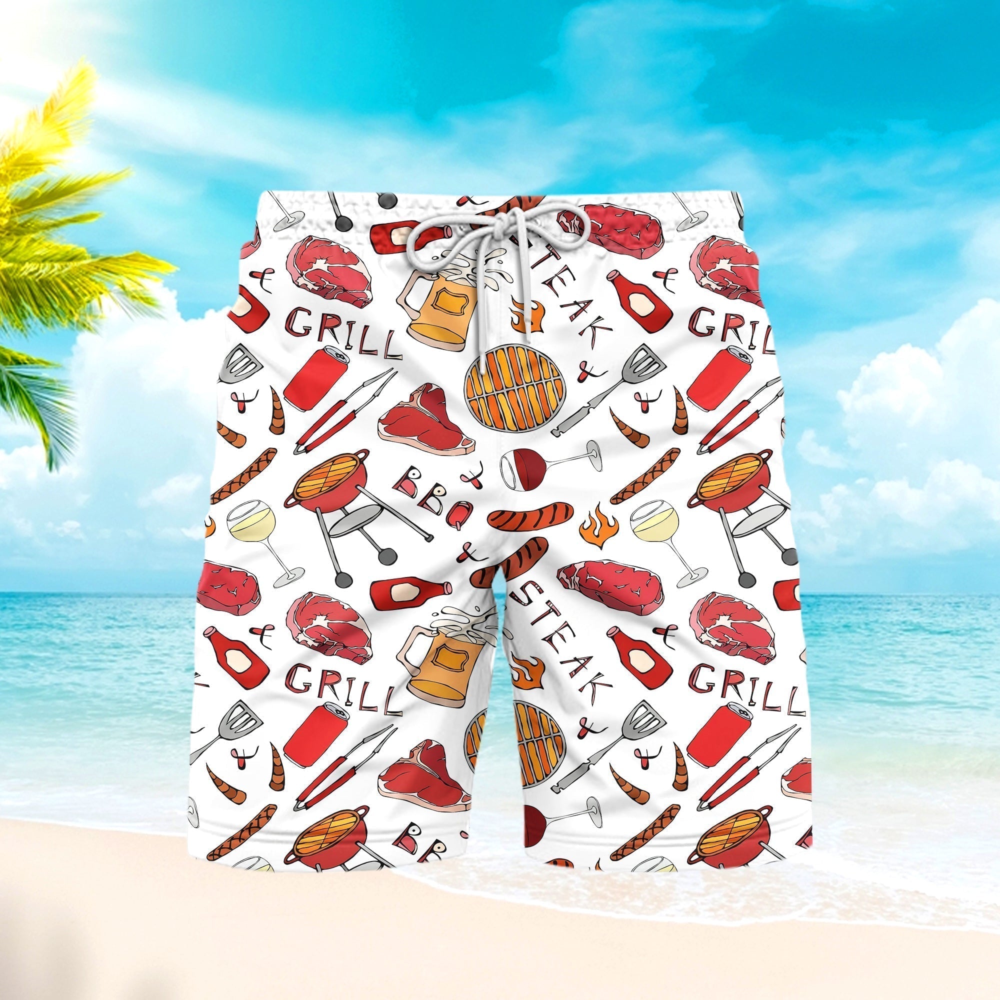 Summer BBQ Grill Party Beach Shorts For Men