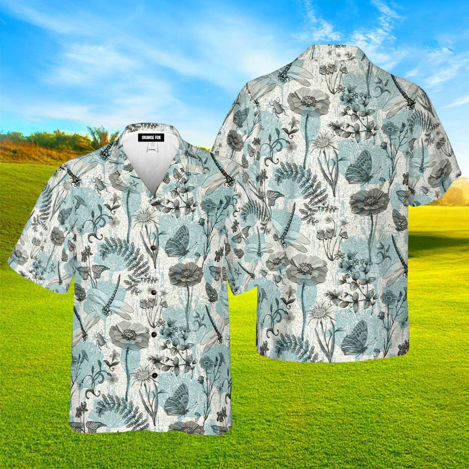 Summer Dragonflies Flowers Vintage Style Hawaiian Shirt For Men & Women
