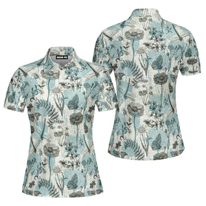 Summer Dragonflies Flowers Vintage Style Polo Shirt For Women