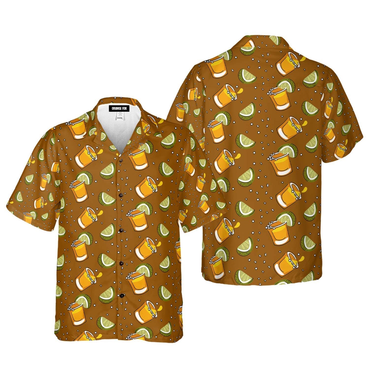 Tequila With Lime Shot Brown Pattern Aloha Hawaiian Shirt For Men & Women