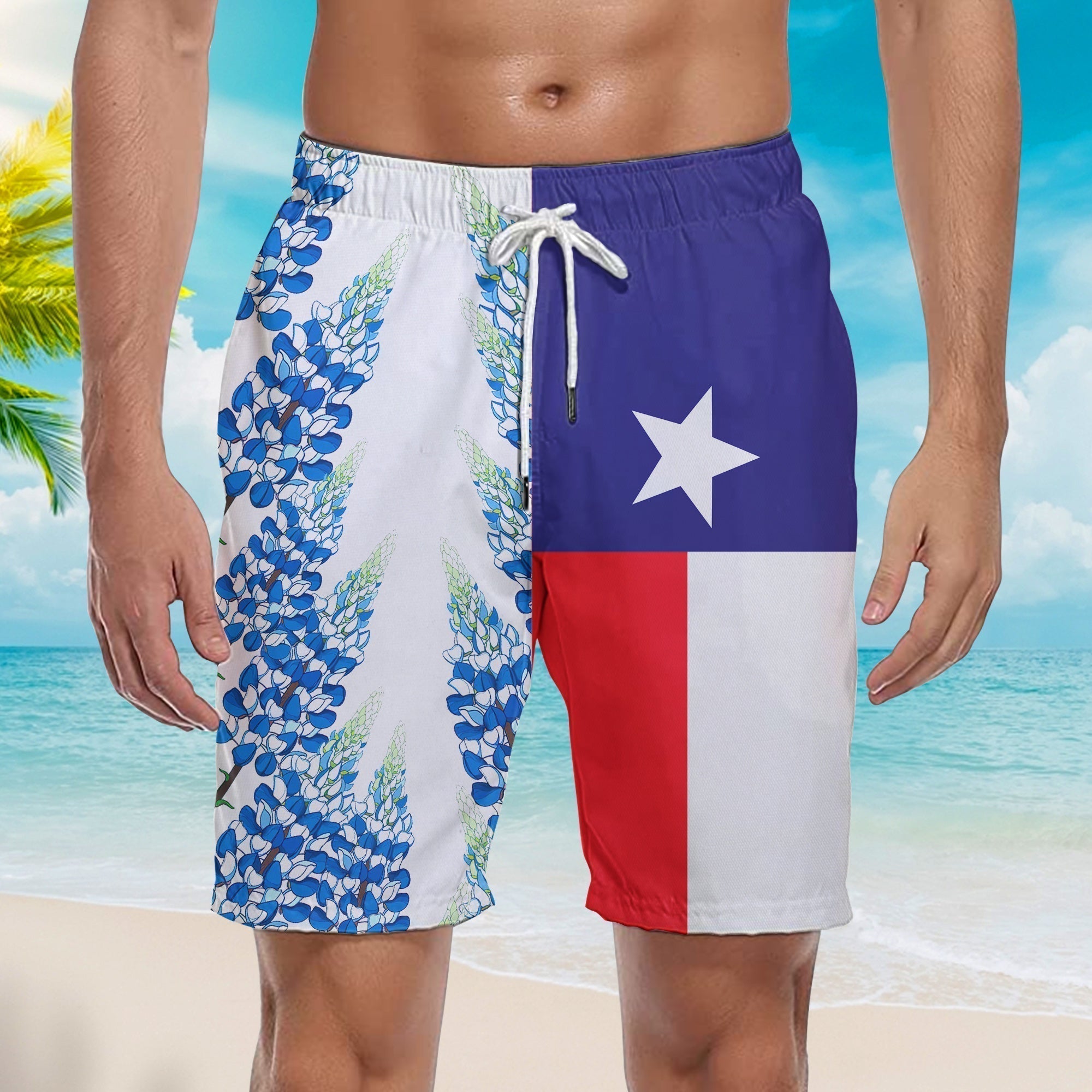 Texas Bluebonnets Beach Shorts For Men